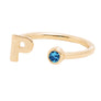 MARCH BIRTHSTONE INITIALS RING - AQUAMARINE