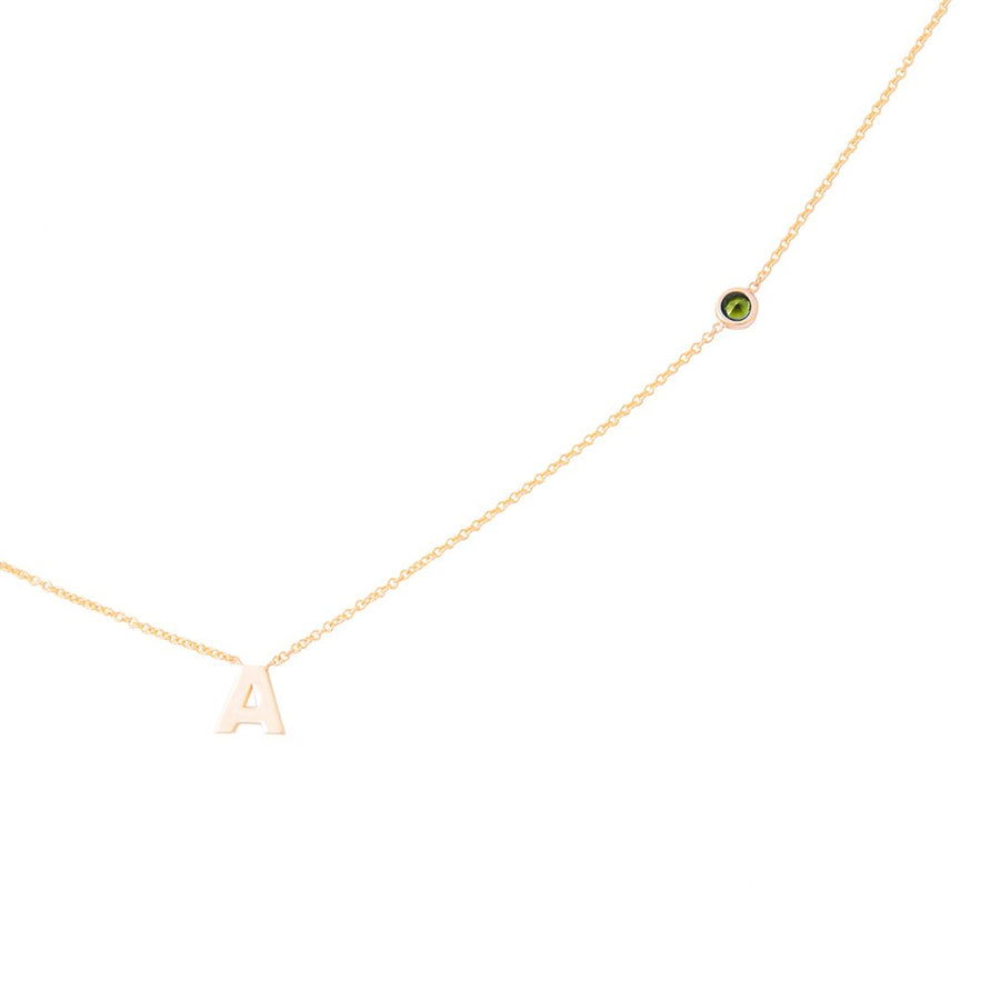 MAY BIRTHSTONE INITIALS NECKLACE - EMERALD