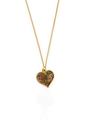 Rainbow Pave Heart Necklace