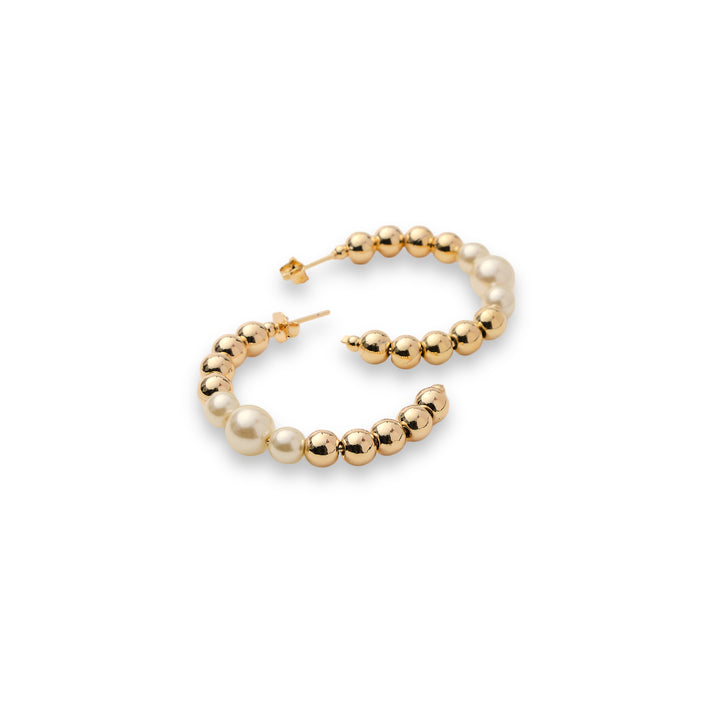 GOLDEN BUBBLE PEARL HOOPS