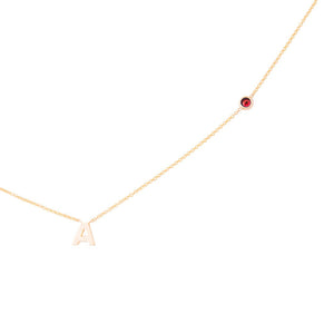 JULY BIRTHSTONE INITIALS NECKLACE - RUBY