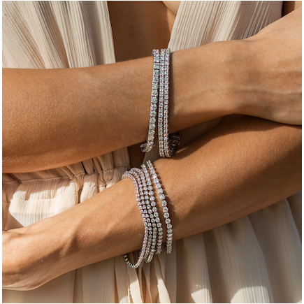 Rose Gold and Silver Diamond Bracelet Design Glowing Tubelight Stones  Online B24062