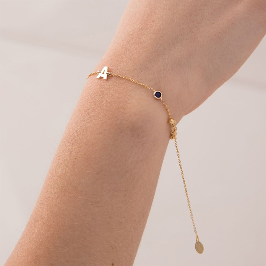 BIRTHSTONE INITALS BRACELET