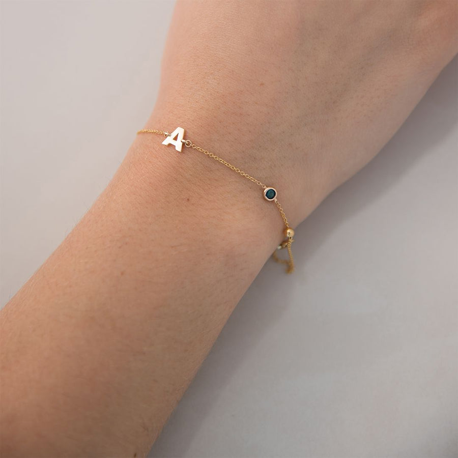 BIRTHSTONE INITALS BRACELET
